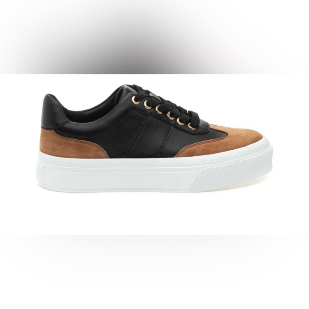 J/SLIDES Gabbie Platform Black and Tan Women's Sneakers 6